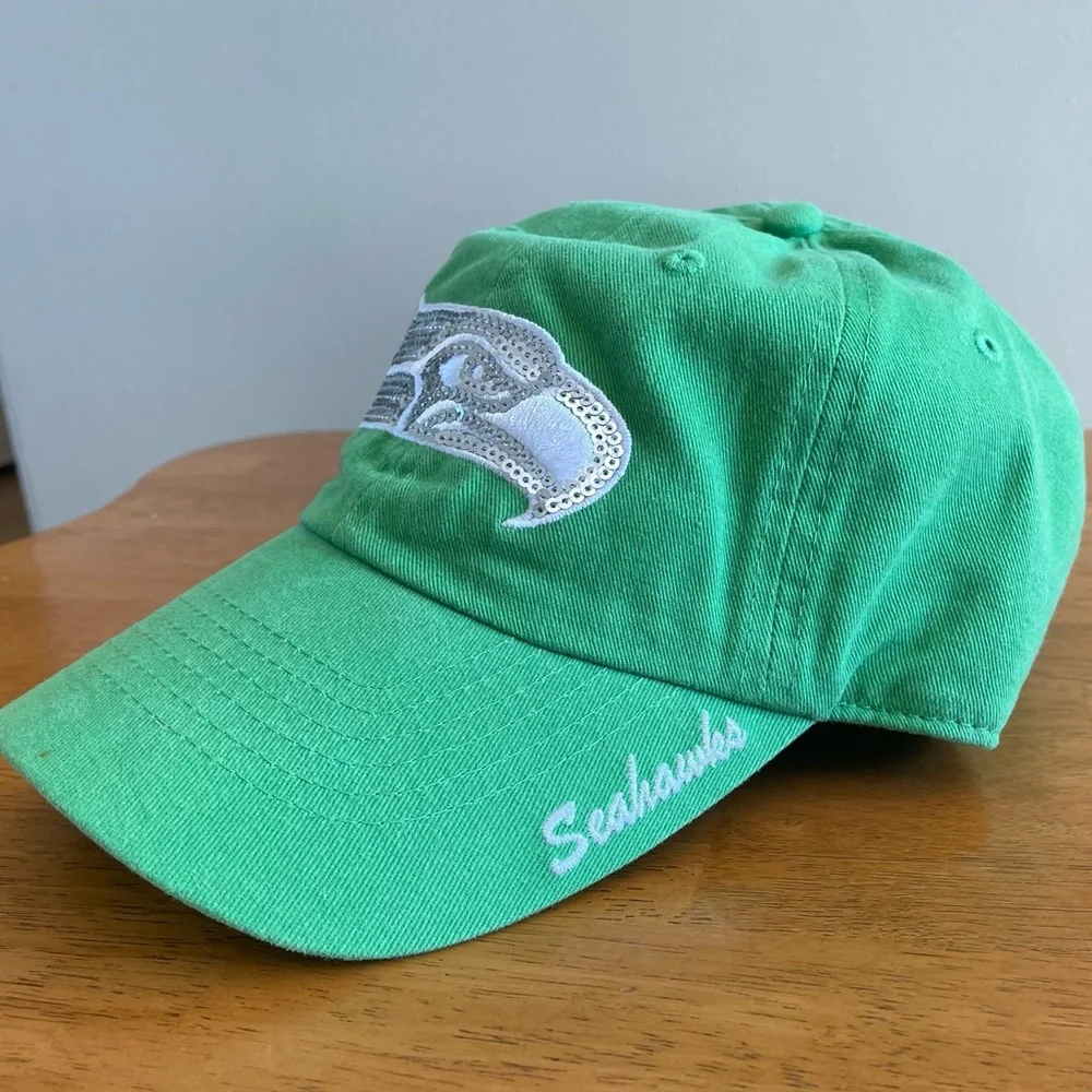 Seattle Seahawks NFL Team Women’s Green Sequin Adjustable Cap Hat